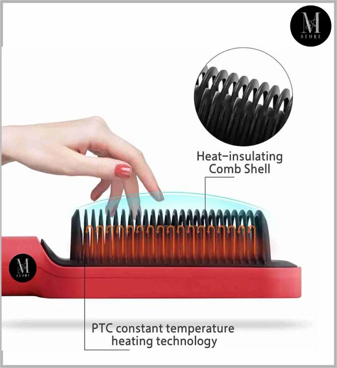 Hair Straightener Brush Curling Comb 2 In 1