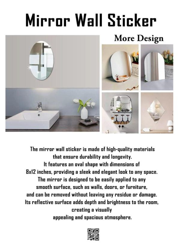 Premium Oval Mirror Wall Sticker – (1.5 x 1.5 ft)
