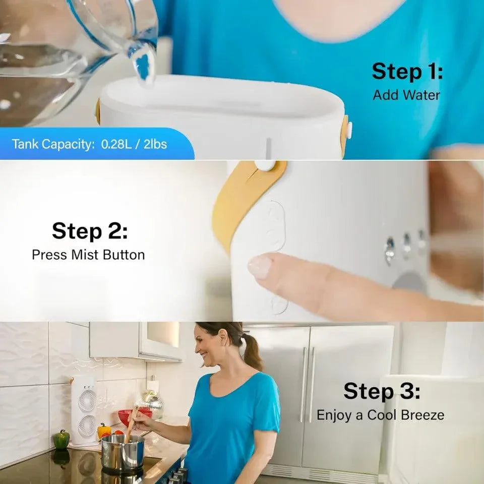 Electric Mist Fan - Dual Spray with Automatic Rotation and Lighting Effects