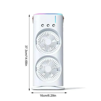 Electric Mist Fan - Dual Spray with Automatic Rotation and Lighting Effects