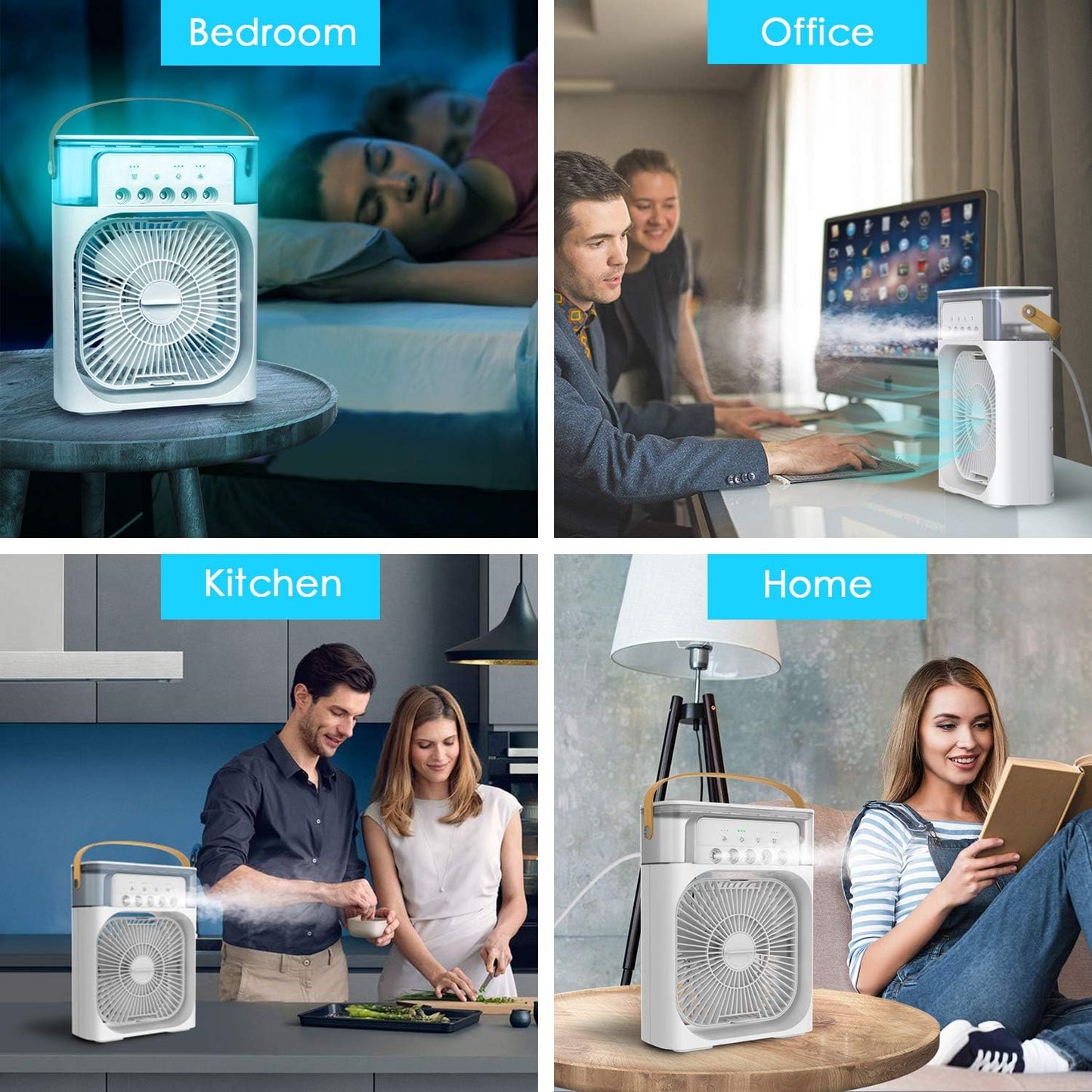 Portable Air Conditioner Fan, Mini Evaporative Air Cooler with 3 Wind Speeds
