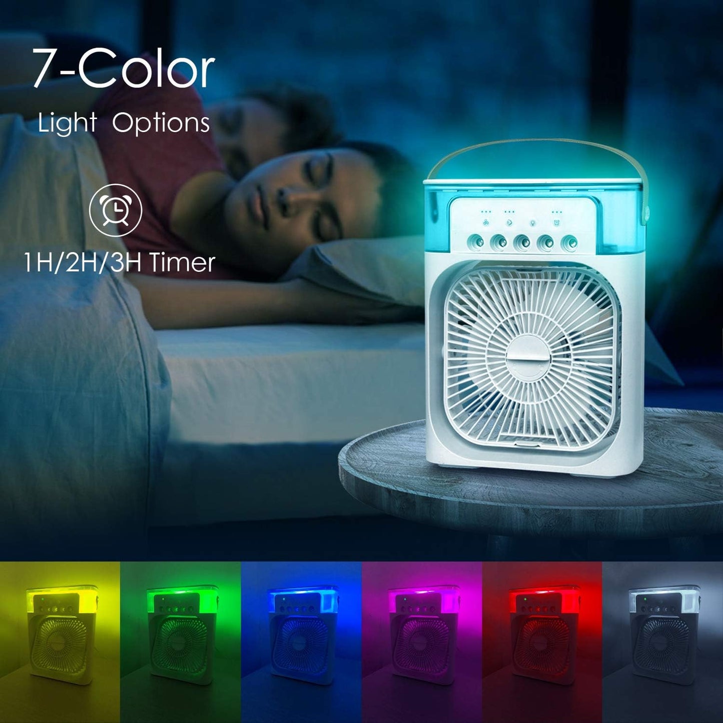 Portable Air Conditioner Fan, Mini Evaporative Air Cooler with 3 Wind Speeds
