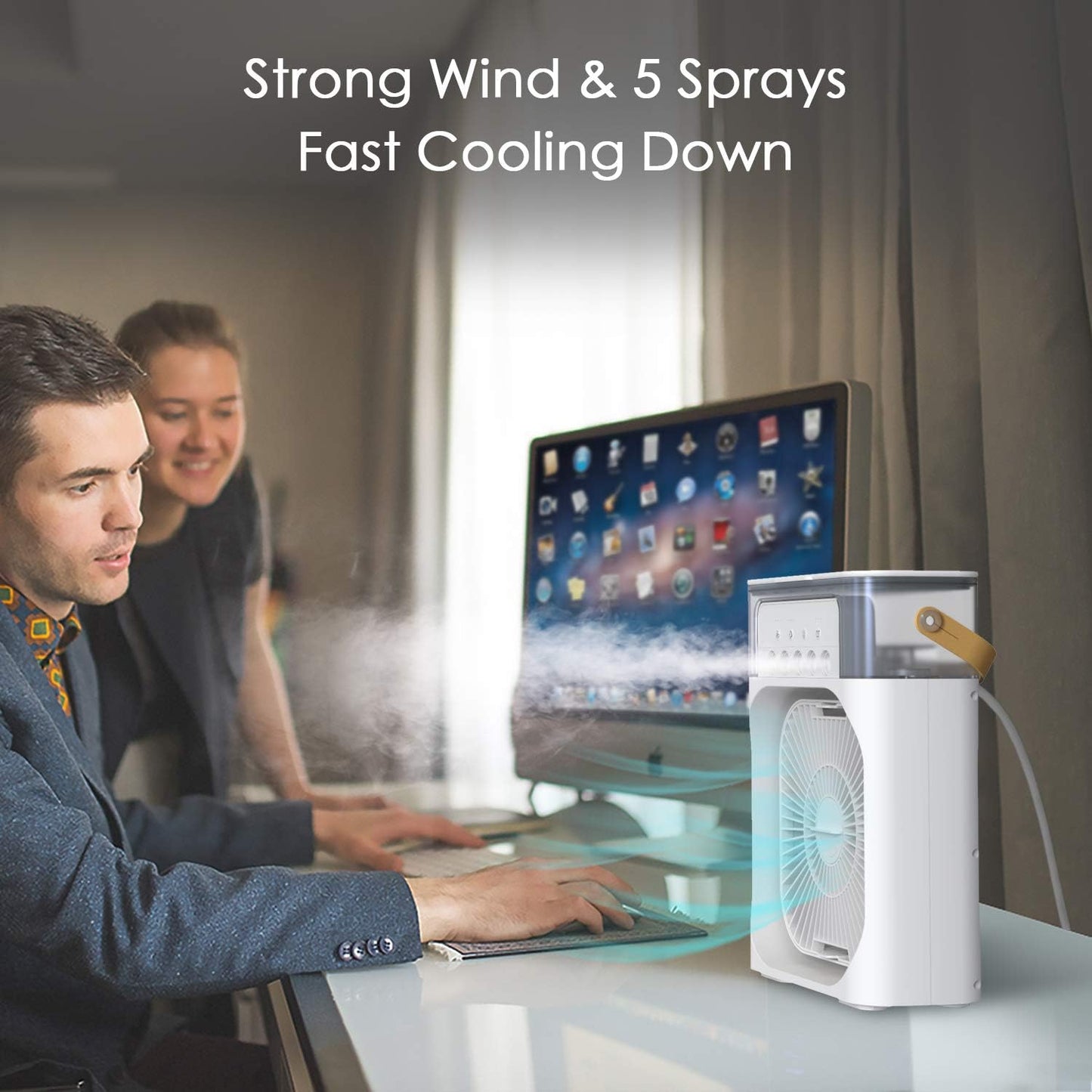 Portable Air Conditioner Fan, Mini Evaporative Air Cooler with 3 Wind Speeds