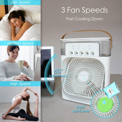 Portable Air Conditioner Fan, Mini Evaporative Air Cooler with 3 Wind Speeds