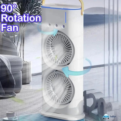 Electric Mist Fan - Dual Spray with Automatic Rotation and Lighting Effects