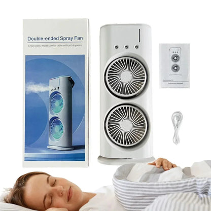 Electric Mist Fan - Dual Spray with Automatic Rotation and Lighting Effects