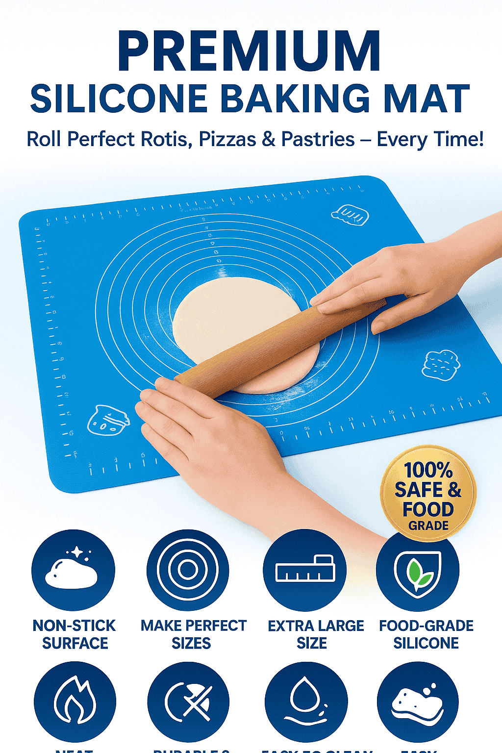 Food-Grade Silicone Baking Mat – Non-Stick, Heat Resistant & Durable