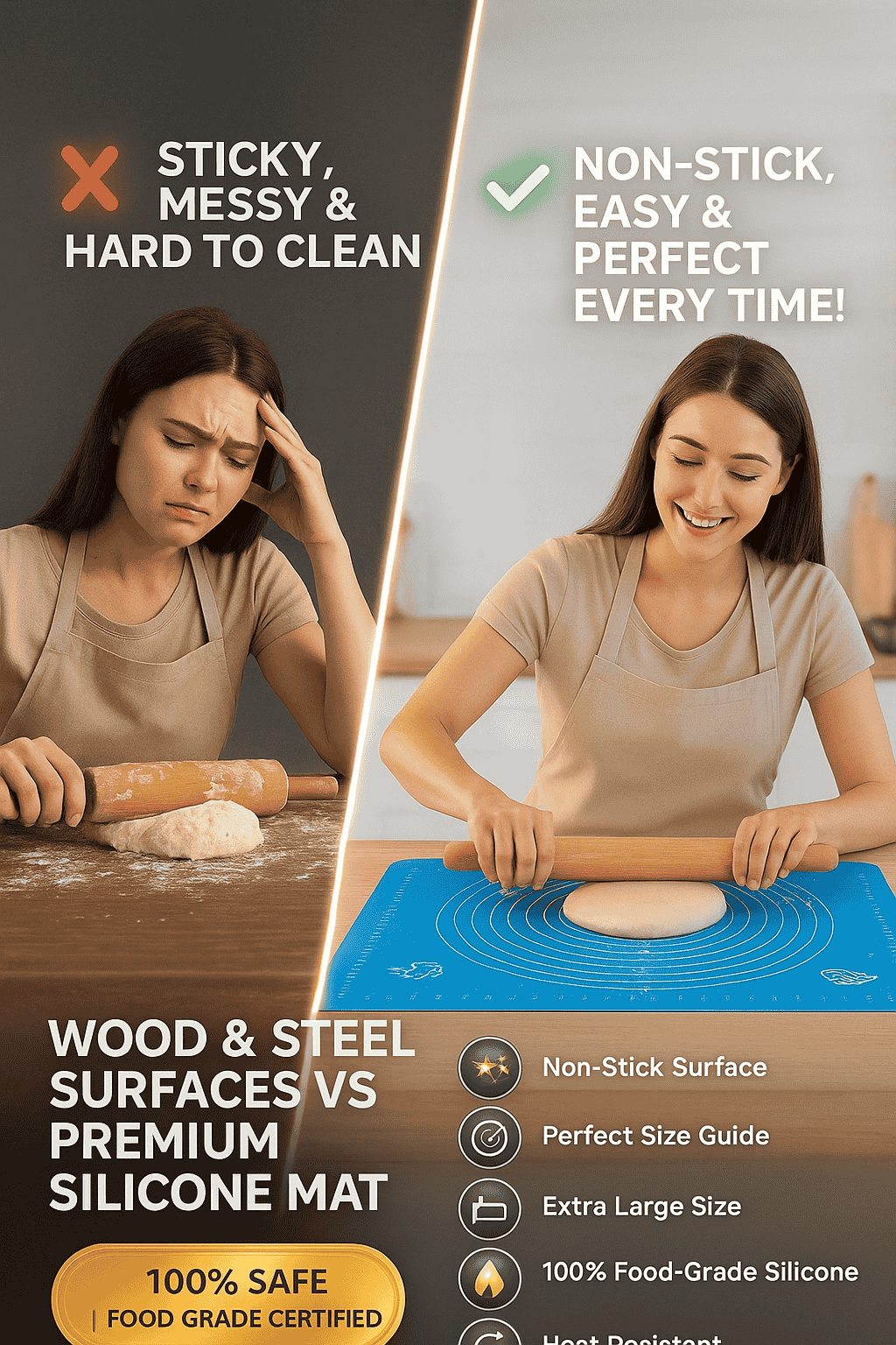 Food-Grade Silicone Baking Mat – Non-Stick, Heat Resistant & Durable