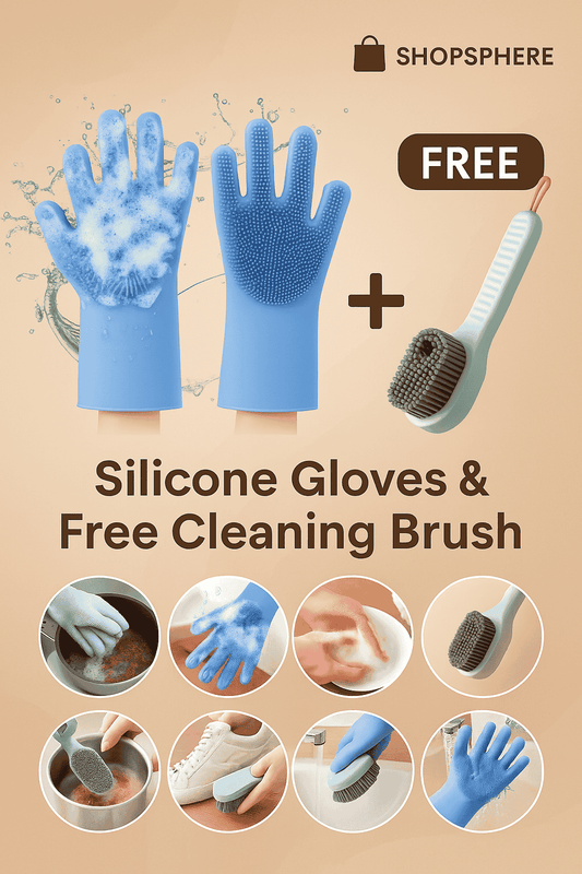 ( High Quality )Pair Of Silicone Washing Full Finger Gloves For Home & Kitchen