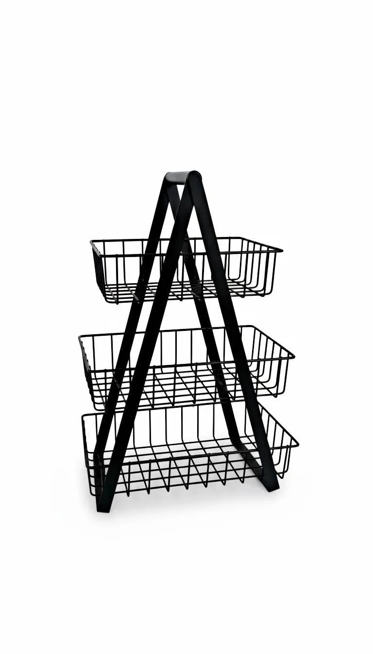 Black 3-Tier Fruit Basket for Kitchen Storage