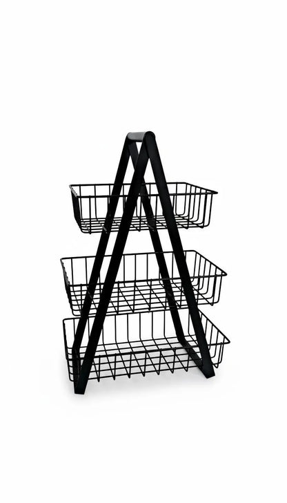 Black 3-Tier Fruit Basket for Kitchen Storage