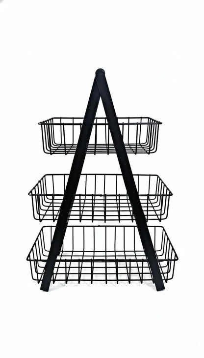 Black 3-Tier Fruit Basket for Kitchen Storage