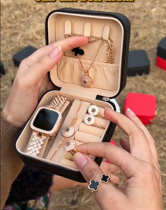 Luxury Rose Gold Jewelry & Smartwatch Gift Set (Golden)