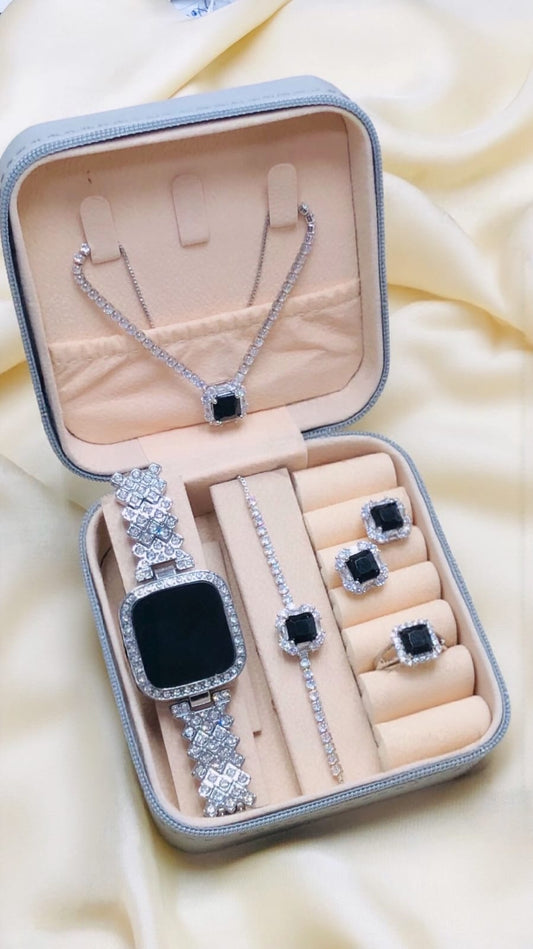 Emerald Luxe Crystal Jewelry Set Gift Collection(Silver)