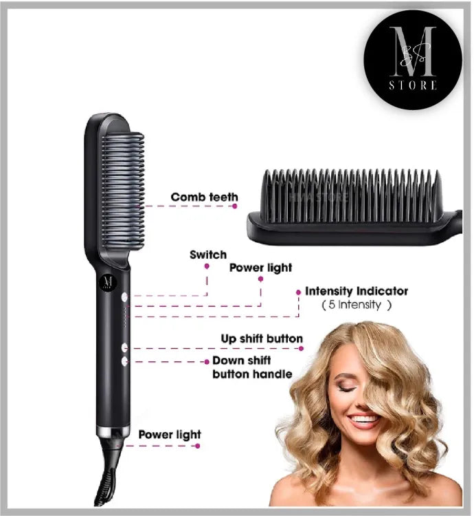Hair Straightener Brush Curling Comb 2 In 1