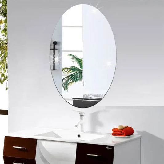 Premium Oval Mirror Wall Sticker – (1.5 x 1.5 ft)